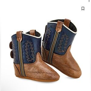 Old West Poppets Blue and Brown Baby Boots BRAND NEW
